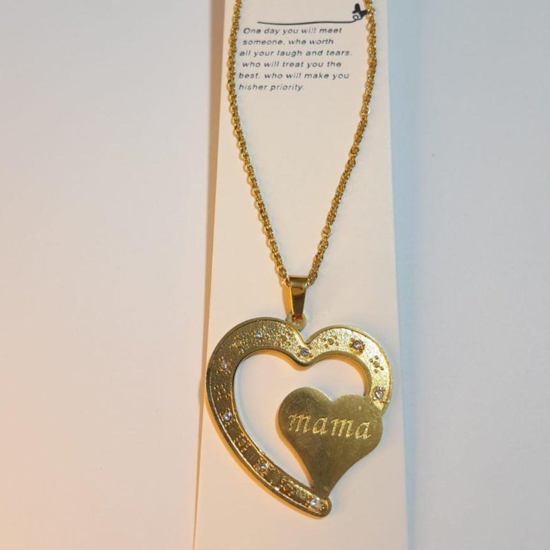 CADENA PARA MAMÁ ORO LAMINADO 18 K + ARETES