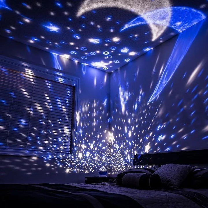 LÁMPARA ESTELAR GIRATORIA – LUCES MÁGICAS Y PROYECCIÓN DE ESTRELLAS